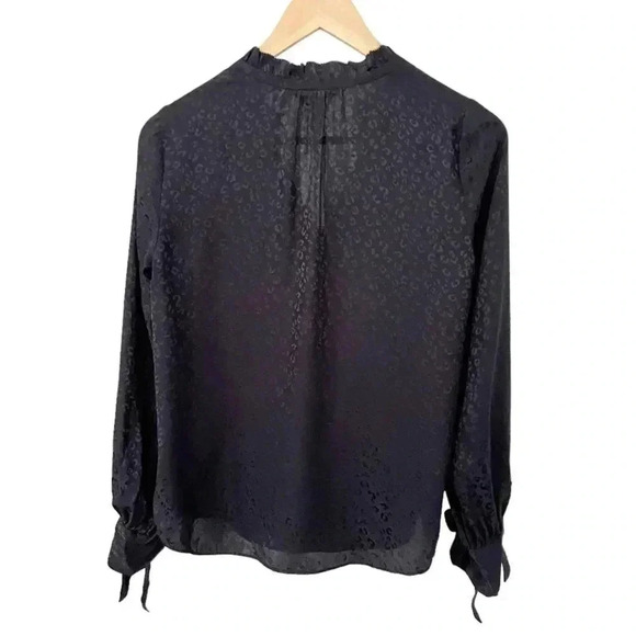 NWT Rebecca Taylor Silk Longsleeve Cheetah Jacquard Top size 0 - Picture 4 of 11